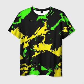 Мужская футболка 3D с принтом Желто зеленый , 100% полиэфир | прямой крой, круглый вырез горловины, длина до линии бедер | casual | neon | pattern | абстрактный | брызги | граффити | грязь | зелень | камуфляж | кислотный | краска | красочный | мазки | маскировка | милитари | неоновый | отпечаток | пятна | пятнистый | разноцветный
