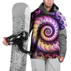 Накидка на куртку 3D с принтом Спираль улитки в Екатеринбурге, 100% полиэстер |  | волна | волны | желтый | раковина улитки | розовый | синий | спираль | улитка | фиолетовый