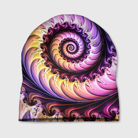 Шапка 3D с принтом Спираль улитки в Курске, 100% полиэстер | универсальный размер, печать по всей поверхности изделия | волна | волны | желтый | раковина улитки | розовый | синий | спираль | улитка | фиолетовый