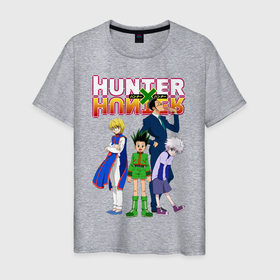 Мужская футболка хлопок с принтом Hunter x Hunter , 100% хлопок | прямой крой, круглый вырез горловины, длина до линии бедер, слегка спущенное плечо. | anime | hunter x hunter | аниме | гон фрикс | манга | охотник х охотник | хантер хантер | хантеры