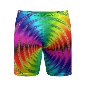Мужские шорты спортивные с принтом Цветной гипноз в Тюмени,  |  | Тематика изображения на принте: насыщенные цвета | радуга | спираль | цвет | цвета | яркие цвета | ярко