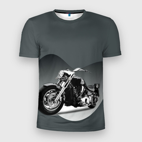 Мужская футболка 3D Slim с принтом Мотоцикл в Санкт-Петербурге, 100% полиэстер с улучшенными характеристиками | приталенный силуэт, круглая горловина, широкие плечи, сужается к линии бедра | мотоцикл | свобода | скорость | техника | транспорт