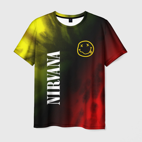 Мужская футболка 3D с принтом NIRVANA   НИРВАНА в Екатеринбурге, 100% полиэфир | прямой крой, круглый вырез горловины, длина до линии бедер | band | cobain | face | kurt | logo | music | nirvana | rock | rocknroll | группа | кобейн | курт | лого | логотип | музыка | музыкальная | нирвана | рожица | рок | рокнролл | символ