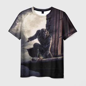 Мужская футболка 3D с принтом Dishonored в Кировске, 100% полиэфир | прямой крой, круглый вырез горловины, длина до линии бедер | атаки | беспокойство | война | защитник | персонаж игры. | скрытность
