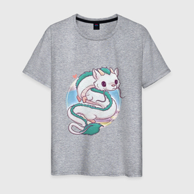Мужская футболка хлопок с принтом Cute Haku the Dragon , 100% хлопок | прямой крой, круглый вырез горловины, длина до линии бедер, слегка спущенное плечо. | арт | дракон | мило | милота | нигихаями кохакунуси | рисунок | сердечко | сердце | хаку