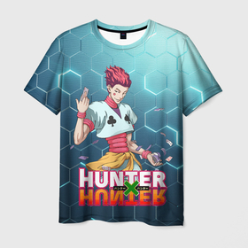 Мужская футболка 3D с принтом Хисока Hunter x Hunter в Новосибирске, 100% полиэфир | прямой крой, круглый вырез горловины, длина до линии бедер | anime | hunter | hunter x hunter | zoldyck | аниме | зодиак | охотник | охотники | хисока