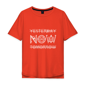 Мужская футболка хлопок Oversize с принтом Сейчас в Петрозаводске, 100% хлопок | свободный крой, круглый ворот, “спинка” длиннее передней части | время | геометрия. вчера | завтра | здесь | красивый шрифт | магия | сакральное | сегодня | сейчас | философия | эзотерика