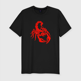 Мужская футболка хлопок Slim с принтом Scorpio в Белгороде, 92% хлопок, 8% лайкра | приталенный силуэт, круглый вырез ворота, длина до линии бедра, короткий рукав | scorpio | знак зодиака скорпион | принт знак зодиака скорпион | принт на футболке скорпион | принт скорпион | скорпион | скорпион на футболке