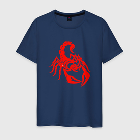 Мужская футболка хлопок с принтом Scorpio в Петрозаводске, 100% хлопок | прямой крой, круглый вырез горловины, длина до линии бедер, слегка спущенное плечо. | scorpio | знак зодиака скорпион | принт знак зодиака скорпион | принт на футболке скорпион | принт скорпион | скорпион | скорпион на футболке