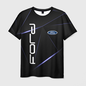 Мужская футболка 3D с принтом FORD в Кировске, 100% полиэфир | прямой крой, круглый вырез горловины, длина до линии бедер | ford | авто | автомобиль | логотип | марка | машина | надпись | текстура | форд