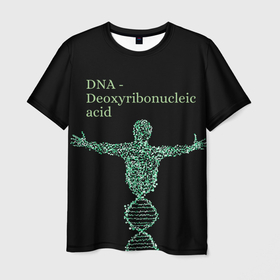 Мужская футболка 3D с принтом ДНК в Новосибирске, 100% полиэфир | прямой крой, круглый вырез горловины, длина до линии бедер | acid | biology | dna | genetic | биология | днк | кислота