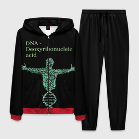 Мужской костюм 3D с принтом ДНК , 100% полиэстер | Манжеты и пояс оформлены тканевой резинкой, двухслойный капюшон со шнурком для регулировки, карманы спереди | acid | biology | dna | genetic | биология | днк | кислота
