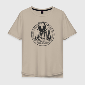 Мужская футболка хлопок Oversize с принтом Сибирь. Дух России в Екатеринбурге, 100% хлопок | свободный крой, круглый ворот, “спинка” длиннее передней части | горы | дикая природа | енисей | медведь | патриот | природа | россия | саяны | сибирь | тайга