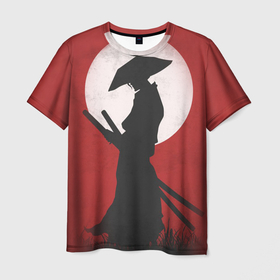 Мужская футболка 3D с принтом Last samurai в Санкт-Петербурге, 100% полиэфир | прямой крой, круглый вырез горловины, длина до линии бедер | game | ghost of tsushima | japan | moon | samurai