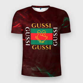 Мужская футболка 3D спортивная с принтом GUSSI / ГУСИ в Петрозаводске, 100% полиэстер с улучшенными характеристиками | приталенный силуэт, круглая горловина, широкие плечи, сужается к линии бедра | anti | antibrand | brand | fashion | gucci | gusi | gussi | logo | meme | memes | анти | антибренд | бренд | гуси | гуччи | забавные | лого | логотип | мем | мемы | мода | прикол | приколы | прикольные | символ