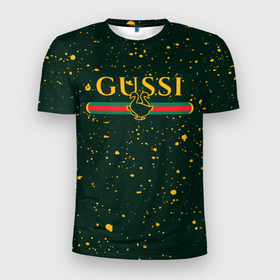 Мужская футболка 3D спортивная с принтом GUSSI / ГУСИ в Санкт-Петербурге, 100% полиэстер с улучшенными характеристиками | приталенный силуэт, круглая горловина, широкие плечи, сужается к линии бедра | anti | antibrand | brand | fashion | gucci | gusi | gussi | logo | meme | memes | анти | антибренд | бренд | гуси | гуччи | забавные | лого | логотип | мем | мемы | мода | прикол | приколы | прикольные | символ