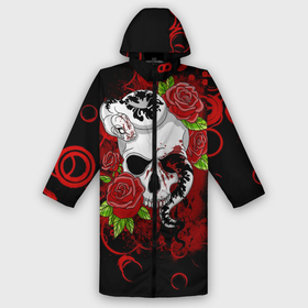 Дождевик унисекс 3D с принтом Череп и змея в городе Новоалтайск,  |  | rose | skull | snake | змей | змея | розочки | розы | цветы | череп | черепок | черепушка