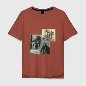 Мужская футболка хлопок Oversize с принтом Иосиф Бродский Венеция в Новосибирске, 100% хлопок | свободный крой, круглый ворот, “спинка” длиннее передней части | Тематика изображения на принте: венеция | иосиф бродский