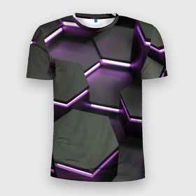 Мужская футболка 3D Slim с принтом Neon light в Курске, 100% полиэстер с улучшенными характеристиками | приталенный силуэт, круглая горловина, широкие плечи, сужается к линии бедра | 3301 | 4800 | dpi | light | neon | неон | свет