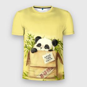 Мужская футболка 3D Slim с принтом Заказывали Панду в Курске, 100% полиэстер с улучшенными характеристиками | приталенный силуэт, круглая горловина, широкие плечи, сужается к линии бедра | order | panda | заказ | заказывали панду | панда | панда в коробке