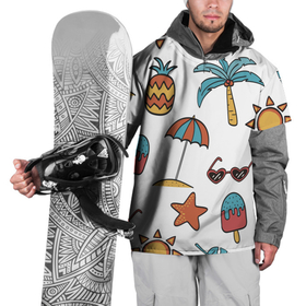 Накидка на куртку 3D с принтом Отпуск в Кировске, 100% полиэстер |  | summer | ананас | ананасы | гаваи | гавайская | звезда | звёзды | зонт | лето | мороженное | отдых | отпуск | очки | пальма | пальмы | пляж | солнце | туризм | туристическая