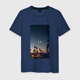 Мужская футболка хлопок с принтом Los Angeles в Курске, 100% хлопок | прямой крой, круглый вырез горловины, длина до линии бедер, слегка спущенное плечо. | la | los angeles | usa. ла | закат | лос анжелес | сша | штаты