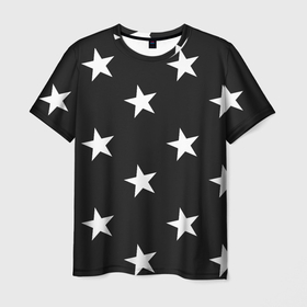 Мужская футболка 3D с принтом Звёзды в Курске, 100% полиэфир | прямой крой, круглый вырез горловины, длина до линии бедер | black | stars | астро | белые звёзды | звезда | звёздочка | звездочки | черный