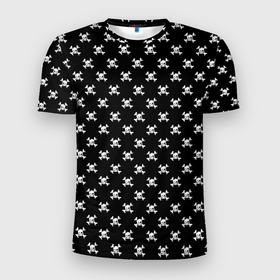 Мужская футболка 3D Slim с принтом Черепа в Кировске, 100% полиэстер с улучшенными характеристиками | приталенный силуэт, круглая горловина, широкие плечи, сужается к линии бедра | минимализм | пиратский флаг | рисунок | черепа