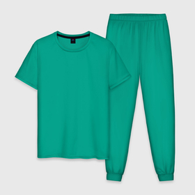 Мужская пижама хлопок с принтом Разделение синего в Тюмени, 100% хлопок | брюки и футболка прямого кроя, без карманов, на брюках мягкая резинка на поясе и по низу штанин
 | абстракция | синий оттенок | троение | фигуры | цвет