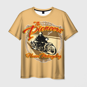 Мужская футболка 3D с принтом Hoosier Motorcycling в Тюмени, 100% полиэфир | прямой крой, круглый вырез горловины, длина до линии бедер | motorcycle | байкеры | мотоциклы | пионеры