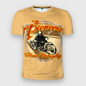 Мужская футболка 3D спортивная с принтом Hoosier Motorcycling в Кировске, 100% полиэстер с улучшенными характеристиками | приталенный силуэт, круглая горловина, широкие плечи, сужается к линии бедра | motorcycle | байкеры | мотоциклы | пионеры