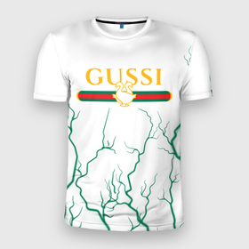 Мужская футболка 3D спортивная с принтом GUSSI / ГУСИ в Курске, 100% полиэстер с улучшенными характеристиками | приталенный силуэт, круглая горловина, широкие плечи, сужается к линии бедра | anti | antibrand | brand | fashion | gucci | gusi | gussi | logo | meme | memes | анти | антибренд | бренд | гуси | гуччи | забавные | лого | логотип | мем | мемы | мода | прикол | приколы | прикольные | символ