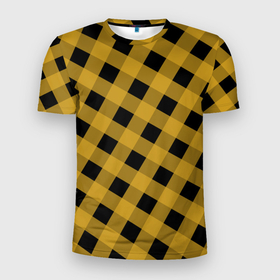 Мужская футболка 3D Slim с принтом Шотландка в Новосибирске, 100% полиэстер с улучшенными характеристиками | приталенный силуэт, круглая горловина, широкие плечи, сужается к линии бедра | арт | блеск | в клетку | градиент | джентльмены | дизайн | желтая | желтый | искусство | квадрат | клетка | клетчатая | клетчатый | красиво | красота | латекс | лето | на лето | натюрморт | пастель