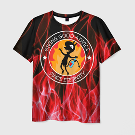Мужская футболка 3D с принтом FIRE в Петрозаводске, 100% полиэфир | прямой крой, круглый вырез горловины, длина до линии бедер | bean | disenchantment | elfo | luci | бин | демон | люси | люци | разочарование | эльфо