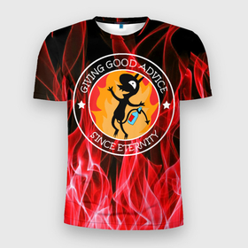 Мужская футболка 3D спортивная с принтом FIRE в Тюмени, 100% полиэстер с улучшенными характеристиками | приталенный силуэт, круглая горловина, широкие плечи, сужается к линии бедра | bean | disenchantment | elfo | luci | бин | демон | люси | люци | разочарование | эльфо
