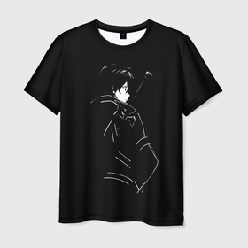Мужская футболка 3D с принтом Кирито  в Тюмени, 100% полиэфир | прямой крой, круглый вырез горловины, длина до линии бедер | art | asuna | kazuto | kirito | online | sao | sword | yuuki | асуна | кадзуто | кирито | мастера | меча | мечник | онлайн | сао | черный | юки