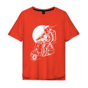 Мужская футболка хлопок Oversize с принтом Космонавт хипстер , 100% хлопок | свободный крой, круглый ворот, “спинка” длиннее передней части | cosmonaut | cosmos | moon | scooter | space | spacesuit | stars | звезды | космонавт | космос | луна | мотороллер | скафандр