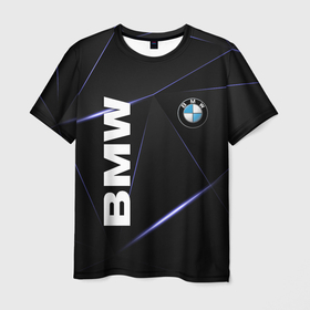 Мужская футболка 3D с принтом BMW в Курске, 100% полиэфир | прямой крой, круглый вырез горловины, длина до линии бедер | bmw | авто | автомобиль | бмв | логотип | марка | машина | надпись | текстура