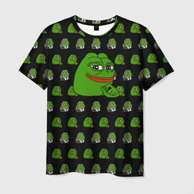 Мужская футболка 3D с принтом Frog Pepe в Кировске, 100% полиэфир | прямой крой, круглый вырез горловины, длина до линии бедер | Тематика изображения на принте: meme | жаба | звук | лягушка | майнкрафт | мем | пепа | пепе | скин