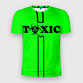 Мужская футболка 3D спортивная с принтом toxic в Петрозаводске, 100% полиэстер с улучшенными характеристиками | приталенный силуэт, круглая горловина, широкие плечи, сужается к линии бедра | toxic | противогаз | токсик | токсичный | ядовитый