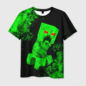 Мужская футболка 3D с принтом MINECRAFT CREEPER в городе Новоалтайск, 100% полиэфир | прямой крой, круглый вырез горловины, длина до линии бедер | creeper | game | minecraft | блоки | игра | квадраты | компьютерная | крипер | криппер | майнкрафт | огонь