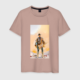 Мужская футболка хлопок с принтом Ковбой в Санкт-Петербурге, 100% хлопок | прямой крой, круглый вырез горловины, длина до линии бедер, слегка спущенное плечо. | кино | клинт иствуд | ковбой | фильмы
