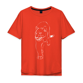 Мужская футболка хлопок Oversize с принтом Пантера в Белгороде, 100% хлопок | свободный крой, круглый ворот, “спинка” длиннее передней части | дикий | животное | зверь | кот | кошка | опасный | пантера | пума | хищник | ягуар