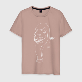 Мужская футболка хлопок с принтом Пантера , 100% хлопок | прямой крой, круглый вырез горловины, длина до линии бедер, слегка спущенное плечо. | дикий | животное | зверь | кот | кошка | опасный | пантера | пума | хищник | ягуар