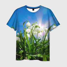 Мужская футболка 3D с принтом Подснежники в Кировске, 100% полиэфир | прямой крой, круглый вырез горловины, длина до линии бедер | зелень | подснежник | подснежники | природа | природный | растение | растения | флора | цветок | цветочек | цветы