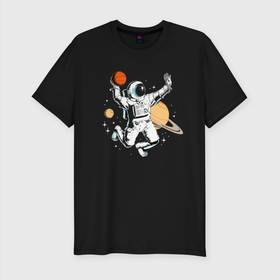 Мужская футболка хлопок Slim с принтом Space bascetball , 92% хлопок, 8% лайкра | приталенный силуэт, круглый вырез ворота, длина до линии бедра, короткий рукав | ball | bascetball | cosmonaut | cosmos | gloves | moon | saturn | space | spacesuit | star | баскетбол | звезда | космонавт | луна | мяч | перчатки | пространство | сатурн | скафандр