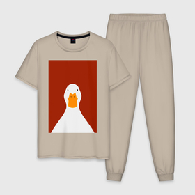 Мужская пижама хлопок с принтом Утка в Тюмени, 100% хлопок | брюки и футболка прямого кроя, без карманов, на брюках мягкая резинка на поясе и по низу штанин
 | иллюстрация | мем | мемы | рисунок | смешно | современно | утка