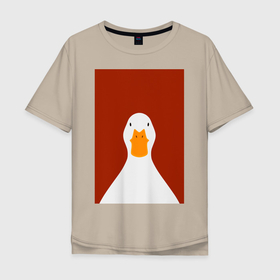 Мужская футболка хлопок Oversize с принтом Утка в Тюмени, 100% хлопок | свободный крой, круглый ворот, “спинка” длиннее передней части | иллюстрация | мем | мемы | рисунок | смешно | современно | утка