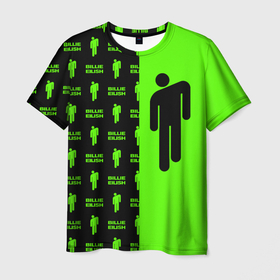 Мужская футболка 3D с принтом Billie Eilish в Курске, 100% полиэфир | прямой крой, круглый вырез горловины, длина до линии бедер | billie | eilish | music | ocean eyes | pop | айлиш | беляш | билли | музыка | поп | эмо