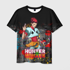 Мужская футболка 3D с принтом Хисока Мороу и логотип Хантер Хантер в Петрозаводске, 100% полиэфир | прямой крой, круглый вырез горловины, длина до линии бедер | anime | hunter | hunter x hunter | zoldyck | аниме | зодиак | охотник | охотники | хисока